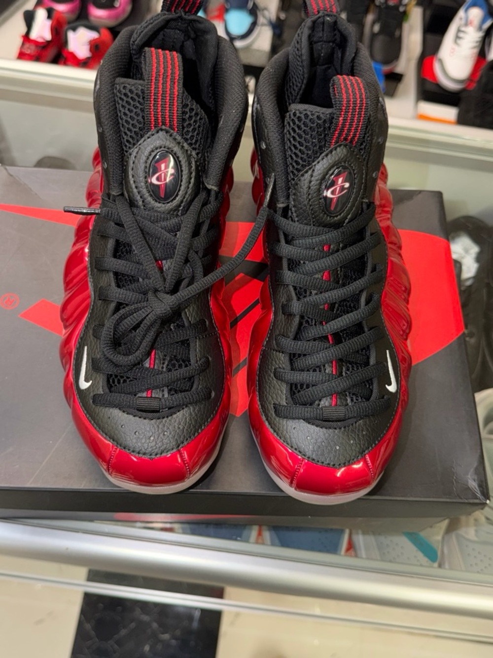 Men’s Red and Black Foamposite-Style Basketball Sneakers